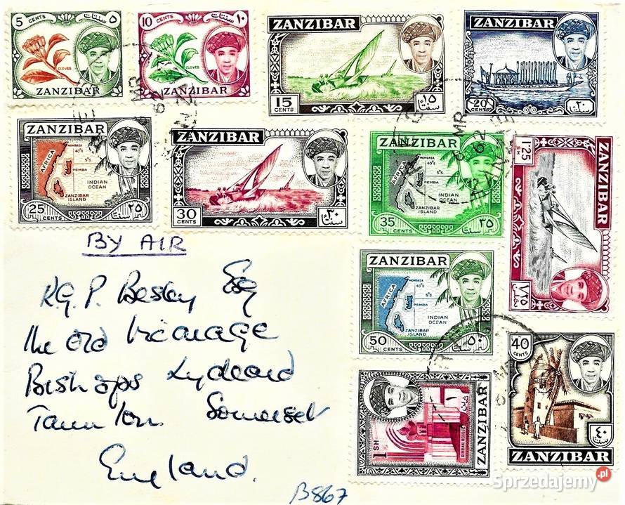ZANZIBAR 1952 koperta polecona WYSYŁKA