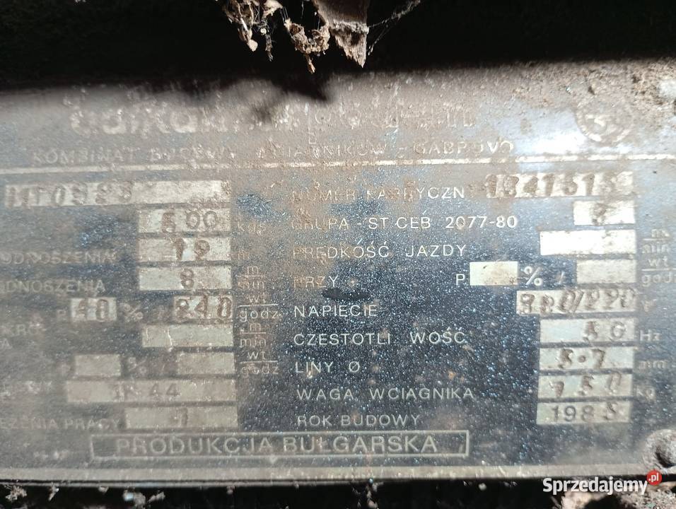 Wciągnik bułgarski wciągarka suwnica Pozostałe