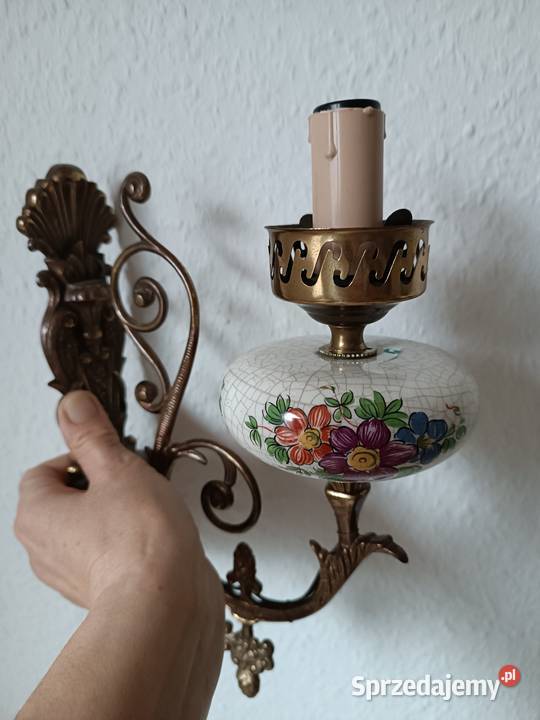 Mosiężna porcelanowe ozdobne kinkiety Gorlice