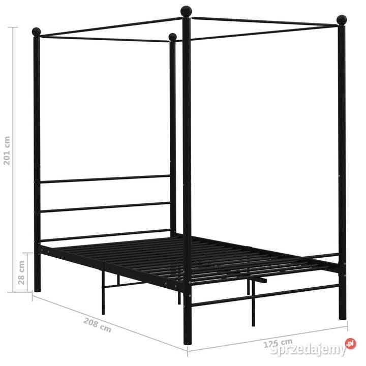 Rama łóżka z baldachimem czarna metalowa 120 x 208cm