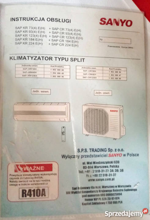 SANYO SAPCR124EHEA ścienna Częstochowa