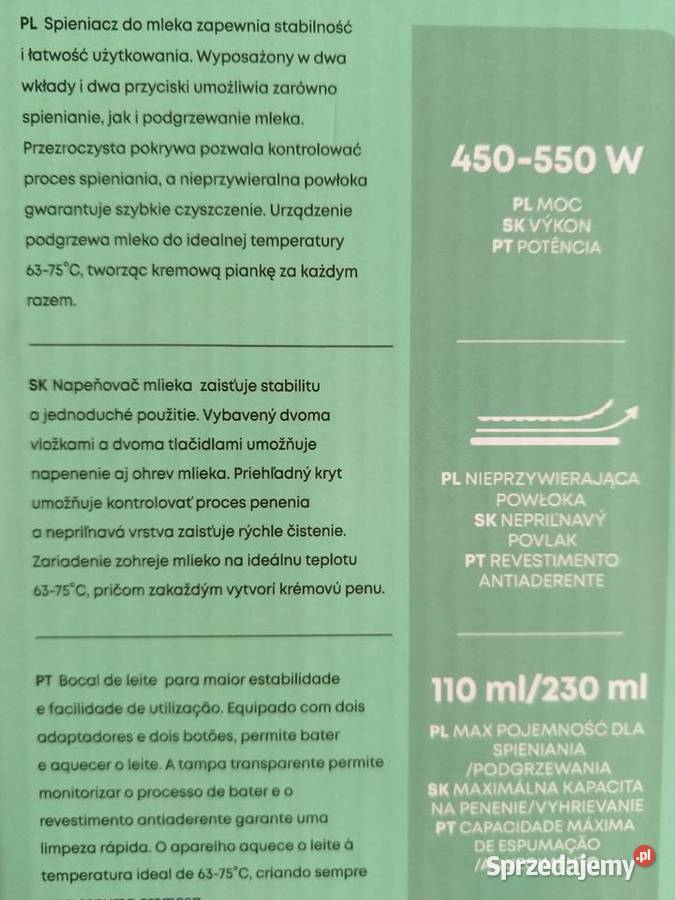 NAJTANIEJ Spieniacz 110ml Podgrzewacz 230ml 2w1 Zabrze sprzedam