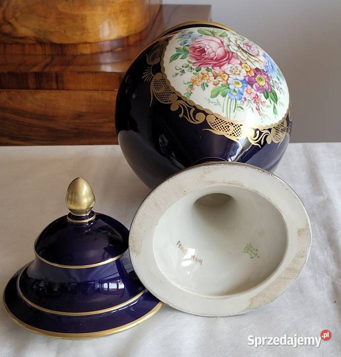 Wytworna ręcznie malowana kobaltowa duża amfora Kraków sprzedam