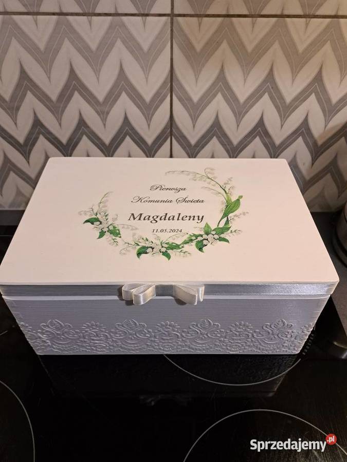 Kuferek komunijny konwalie duży personalizowany Kędzierzyn-Koźle