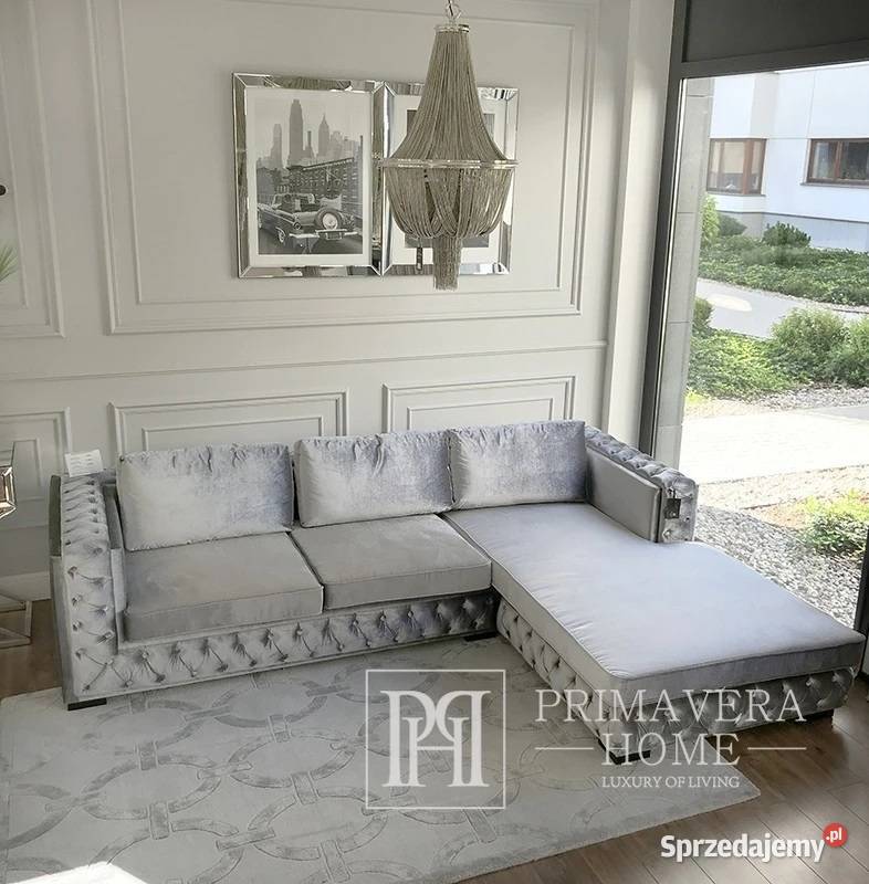 Sofa glamour narożna rozkladana z funkcja spania mazowieckie Warszawa
