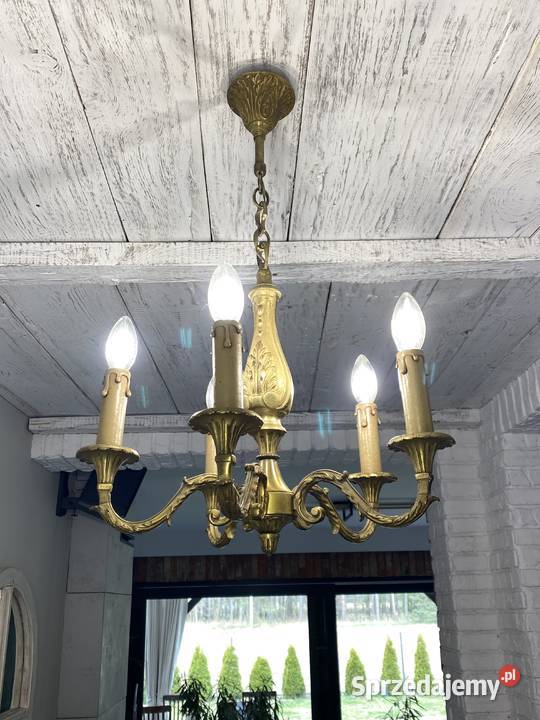 Francuski Żyrandol 23 mosiądz 5ram Antyk Warszawa