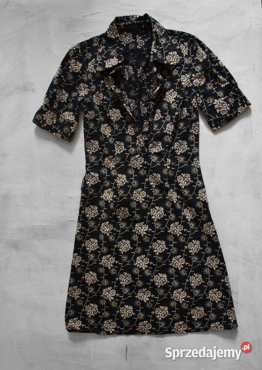 czarna sukienka w kwiatki M 38 vero moda czarny