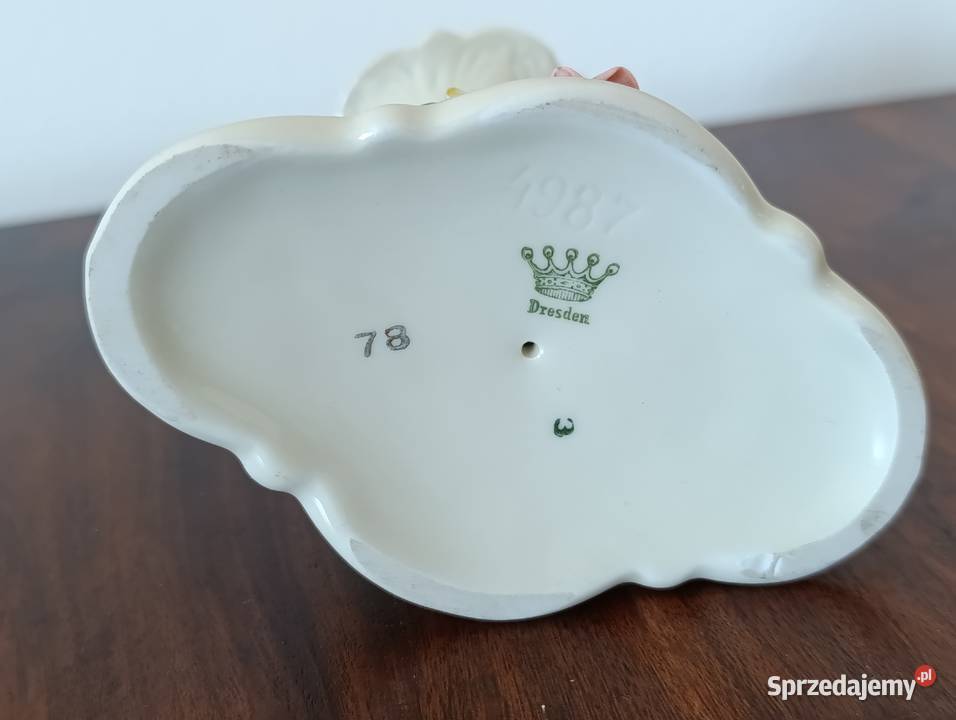 Porcelanowy świecznik Dresden z korona unikat