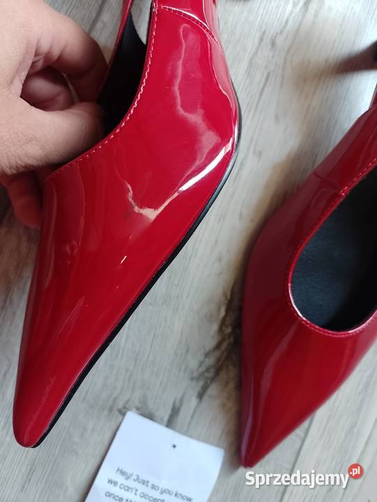 40 ASOS Design Czerwone czółenka z odkrytą piętą