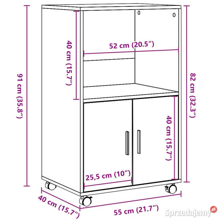 Szafka na kółkach stare drewno 55x40x91 WM853189