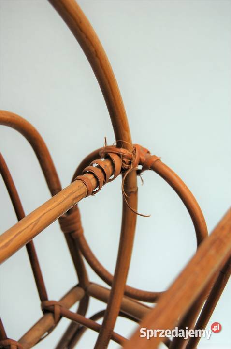 Gazetnik rattanowy art deco design lata 60 PRL Lublin sprzedam