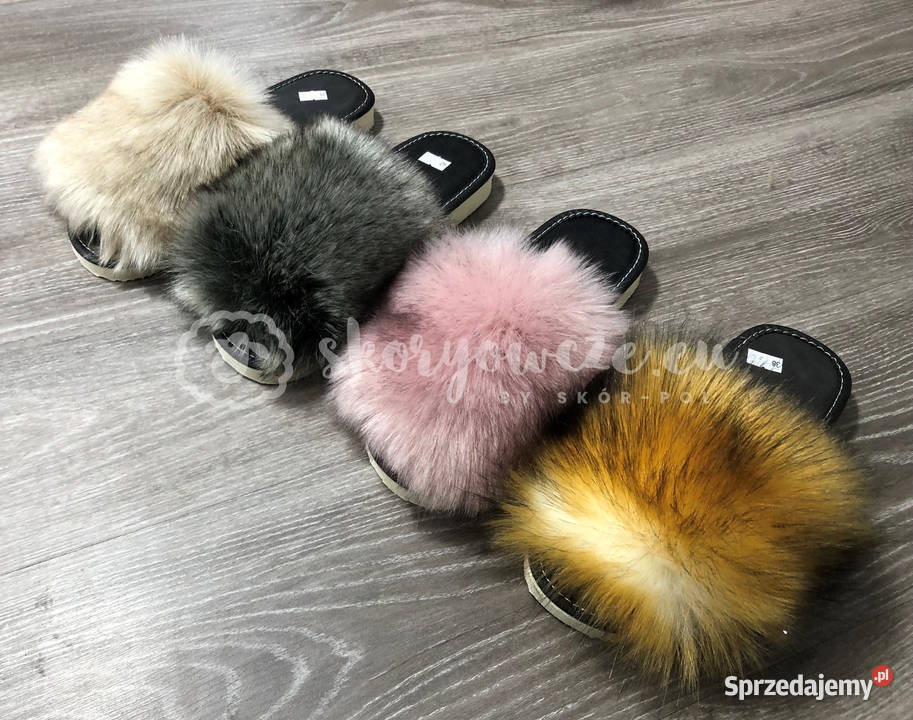 Klapki Futrzane Pantofle ze sztucznym futerkiem Szaflary