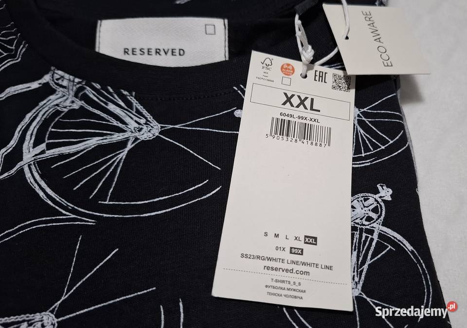 Koszulka krótki rękaw Tshirt Reserved XXL czarna Czeladź