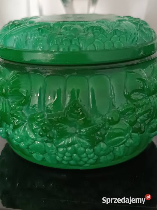 Schlevogt Puzdro artystyczne szkło malachitowe