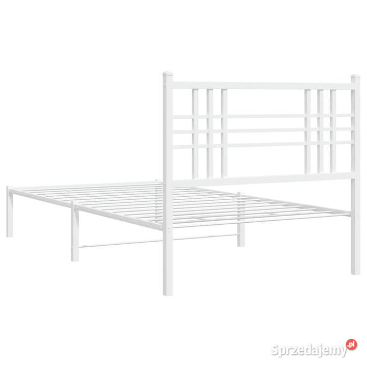 Łóżko Metalowe Białe Rama Łóżka Ze Stelażem 196cm