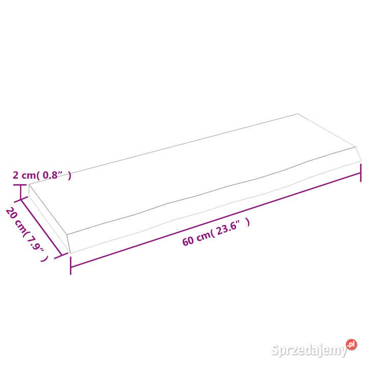 Półka ciemnobrązowa 60x20x2 wykończone lite