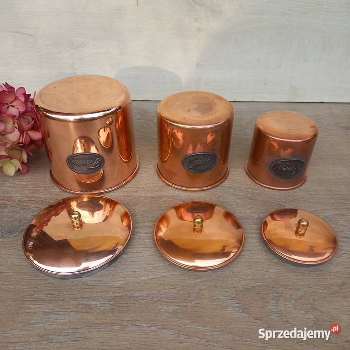 Miedziane pojemniki kuchenne komplet 3 miedziana mazowieckie Warszawa