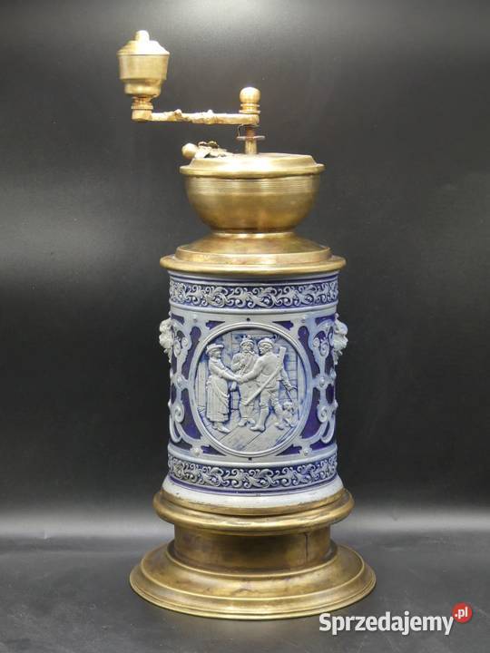 okazały kamionkowy młynek do kawy sygnowany wielkopolskie Poznań