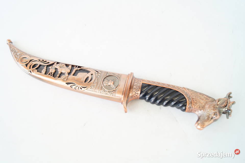 NÓŻ MYŚLIWSKI dekoracyjny z jeleniem prezent wielkopolskie Gizałki sprzedam