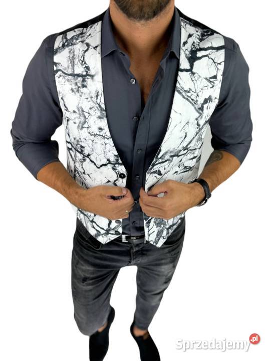 GIOVANNI PERA kamizelka męska D625 biała czarny Ostrów Wielkopolski sprzedam