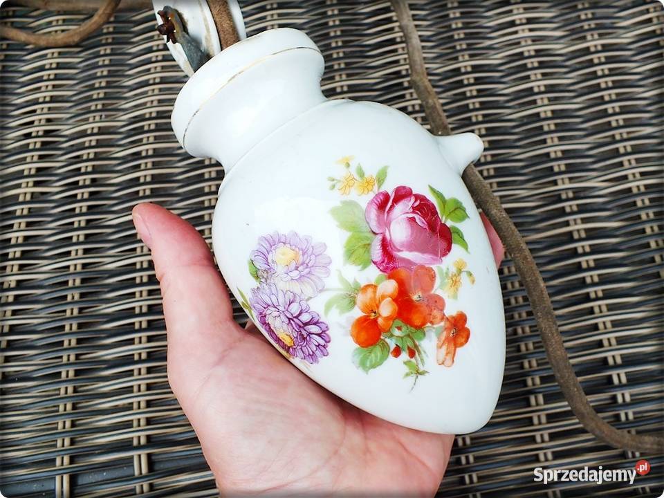 Stary Porcelanowy kompletny Obciążnik Lampy Żary
