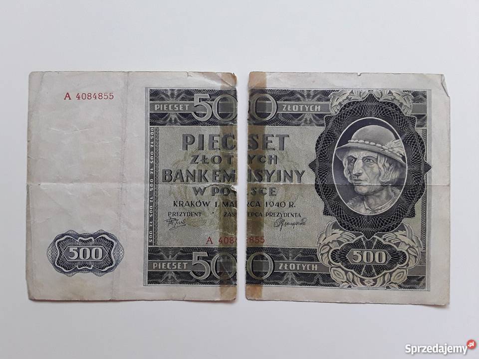 Banknot 500 złotych Góral 1940