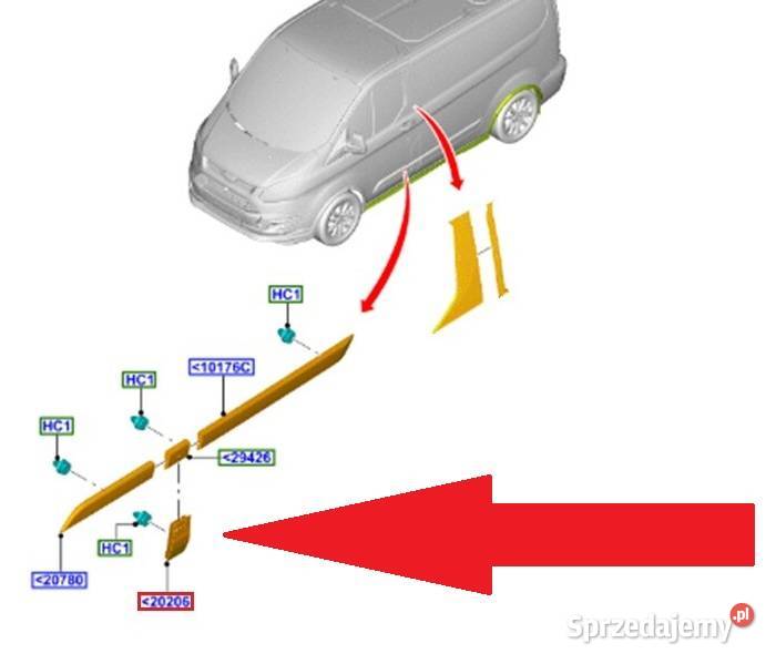 LISTWA NAKŁADKA LEWA POD WLEWEM PALIWA FORD dostawcze Listwy i nakładki sprzedam