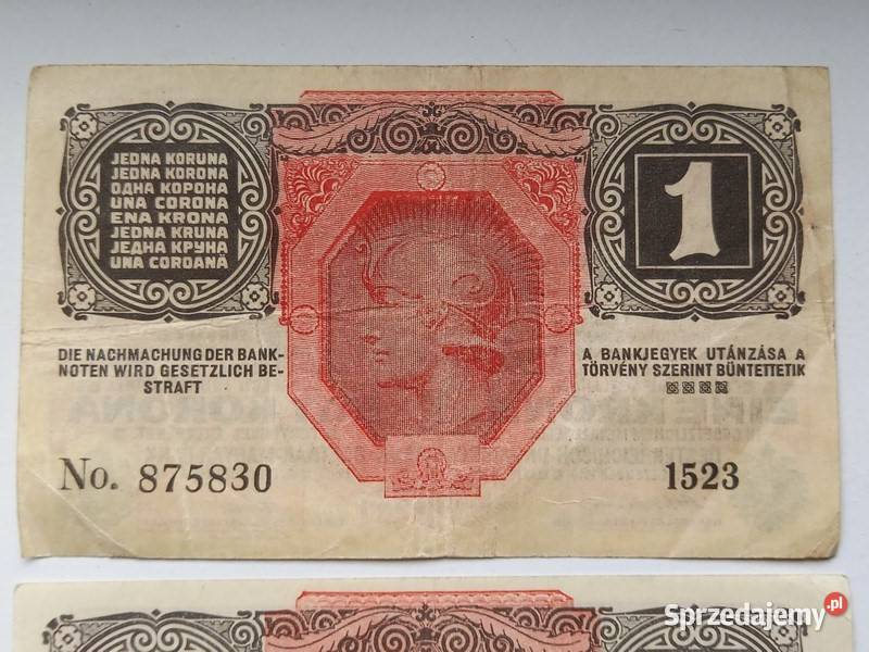 Banknoty 1koron AustroWegry z nadrukiem 1 Koszalin