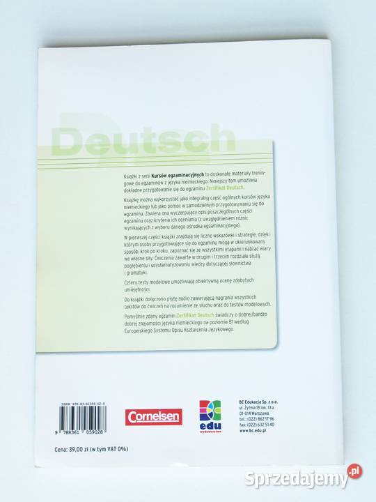 Cornelsen Kurs egzaminacyjny Język niemiecki B1 Rok wydania 2009 Kraków
