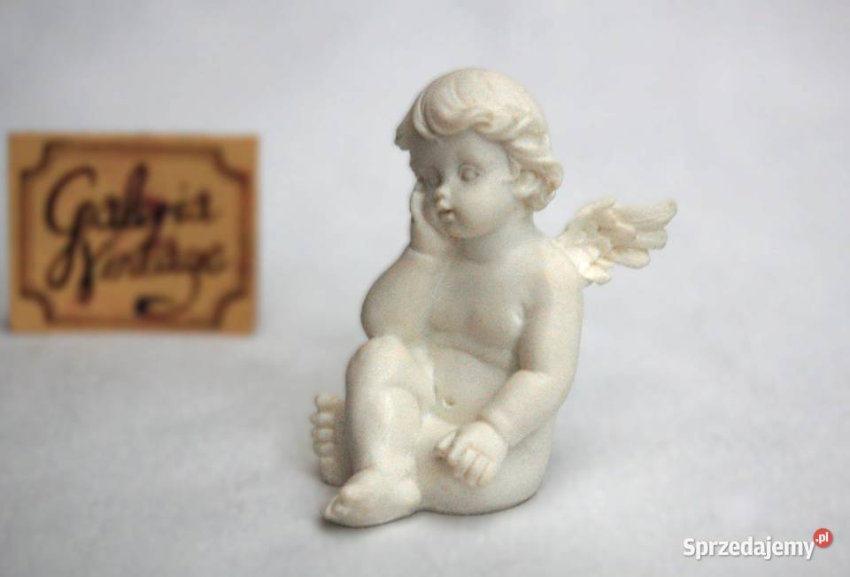 Biały anioł aniołek figurka z żywicy shabby chic biały lubelskie Lublin
