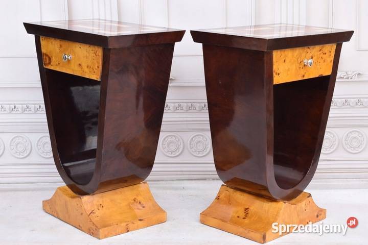 Dwa Nakastliki Stoliki Szafki Nocne Art Deco