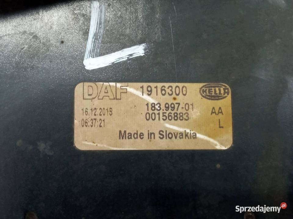 PRZETWORNICA XENON LAMPA LEWA LED 1916300 DAF XF Rok produkcji 2016