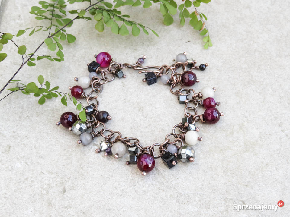 Miedziana bransoletka mix kamieni małopolskie Wieliczka