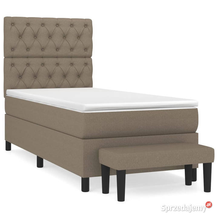 Łóżko kontynentalne z materacem taupe tkanina 203cm Łóżka