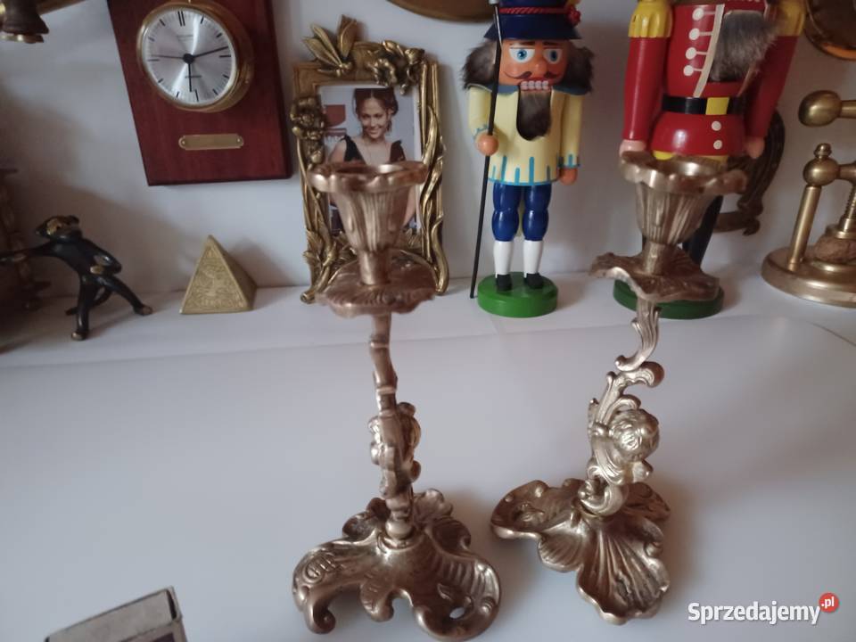 Komplet dwóch świeczników Mosiądz Kolekcja Pozostałe wielkopolskie Poznań