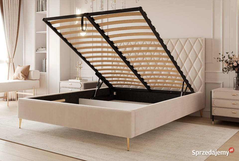 Łóżko tapicerowane z pojemnikiem Caro 3 różne Tarchały Małe