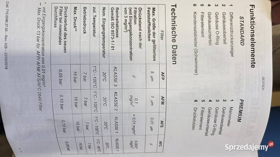 Filtr sprężonego powietrza ALMIG AFP 2640 sprzedam