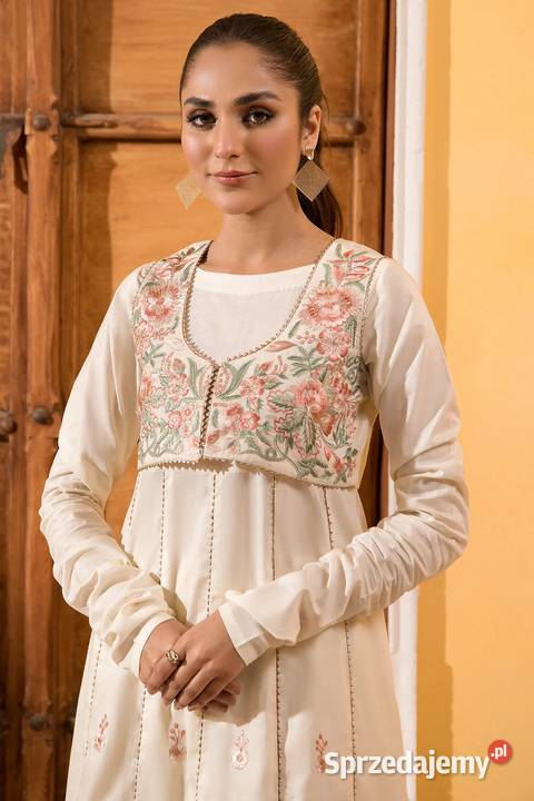 Długa sukienka bawełniana S 36 haftowana brązowy/beżowy Szczecin sprzedam