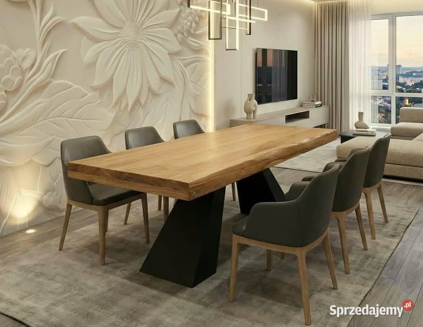 Stół dębowy masywny gruby blat do jadalni salonu 90cm Chojnice sprzedam