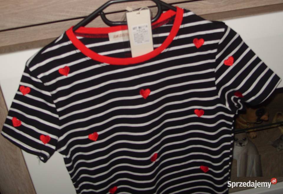 Bawełniany Tshirt paseczki i serduszka r SM wielkopolskie Rawicz