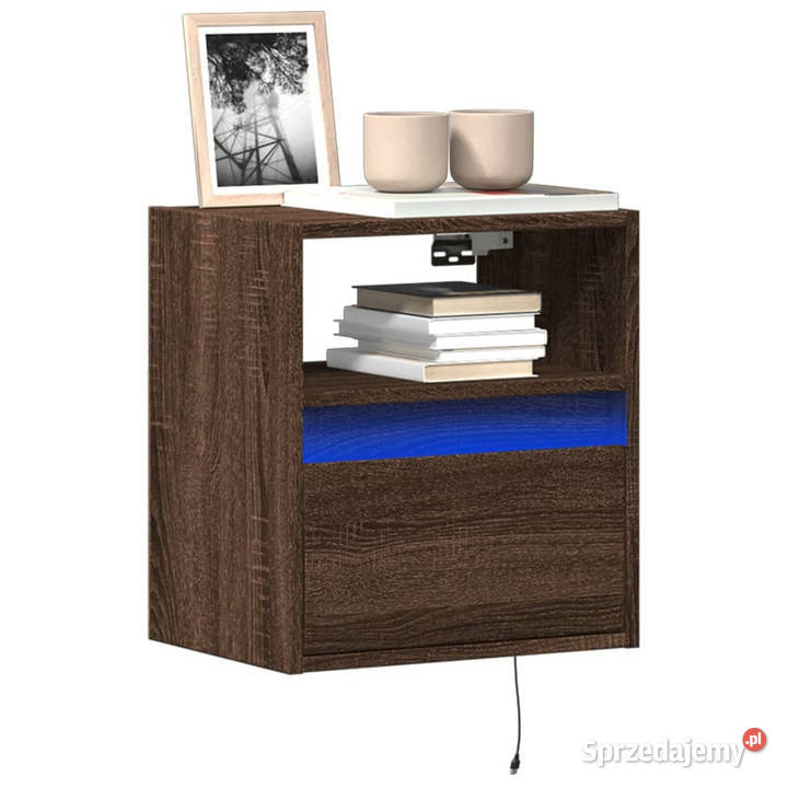 Ścienne szafki TV z LED 2 brązowy dąb 41x31x45