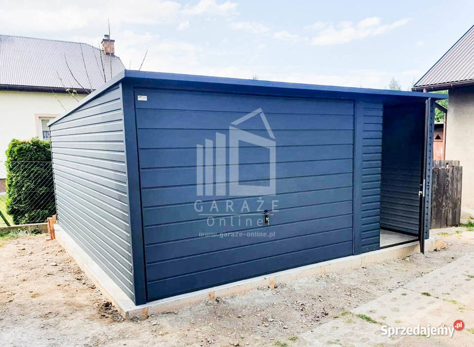 GARAŻ BLASZANY 45m x 6m spad tył Brama drzwi Łódź