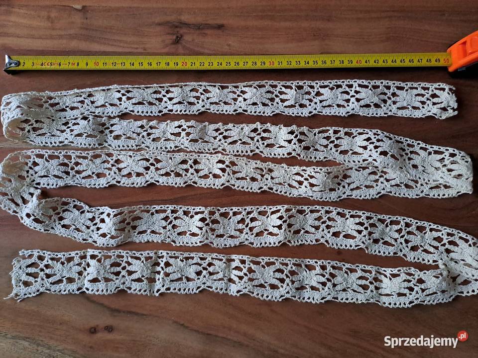 PRL Tasiemka Wstążka Haftowana koronka mazowieckie Warszawa