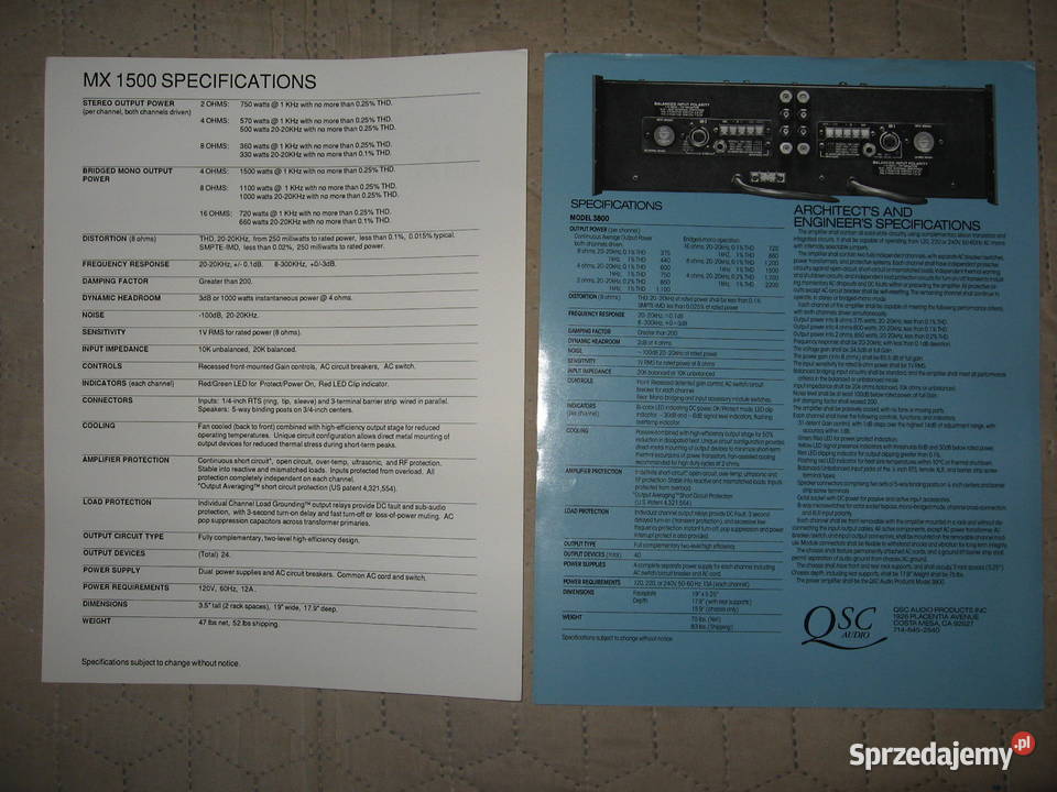 QSC Audio brochures leaflets lot broszury Kępice
