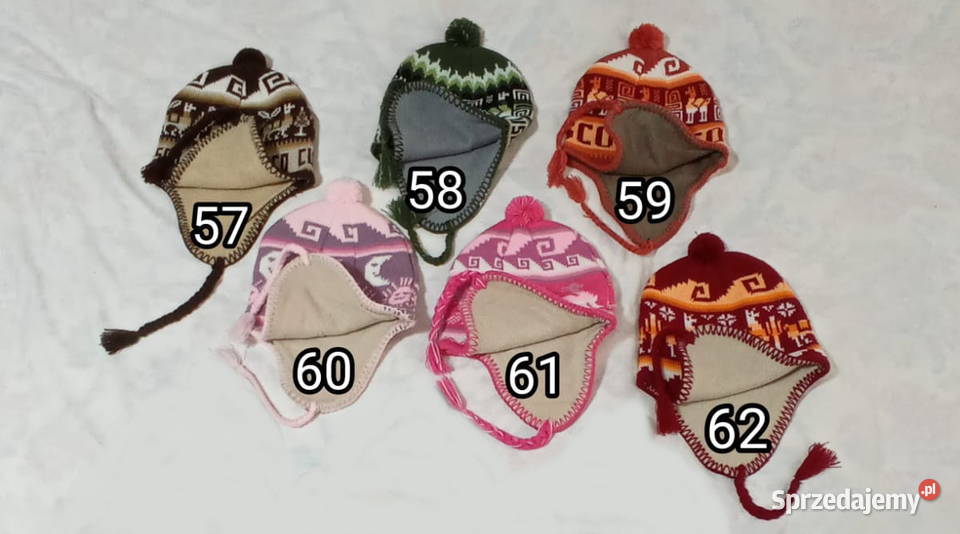 Ciepła Czapka Wełna Alpaki Polar z Peru Handmade Uniseks