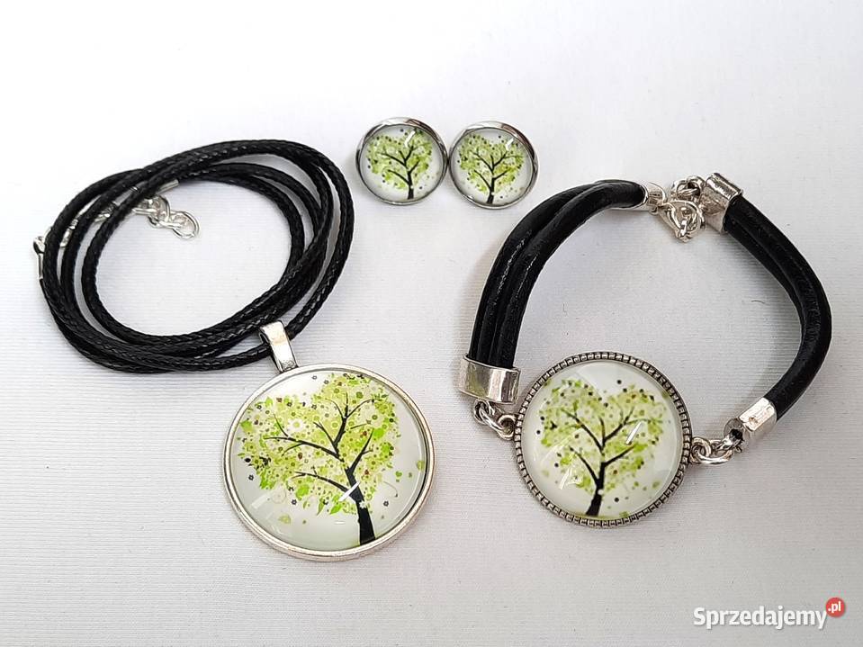 Zestaw grafika pod szkłem wisiorek bransoletka Łódź