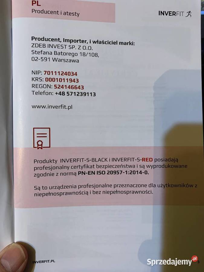 Ławka do ćwiczeń InverfitSRed małopolskie Kraków