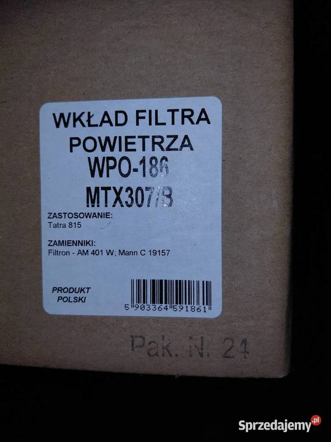 Wkład filtra powietrza WPO 186 Zamiennik SA