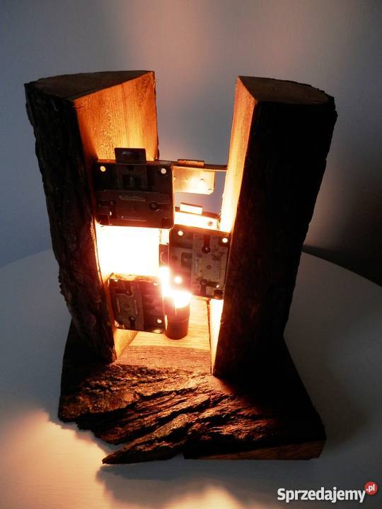 Lampa drewniana ręcznie wykonana ZAMEK jedyna Szczecinek