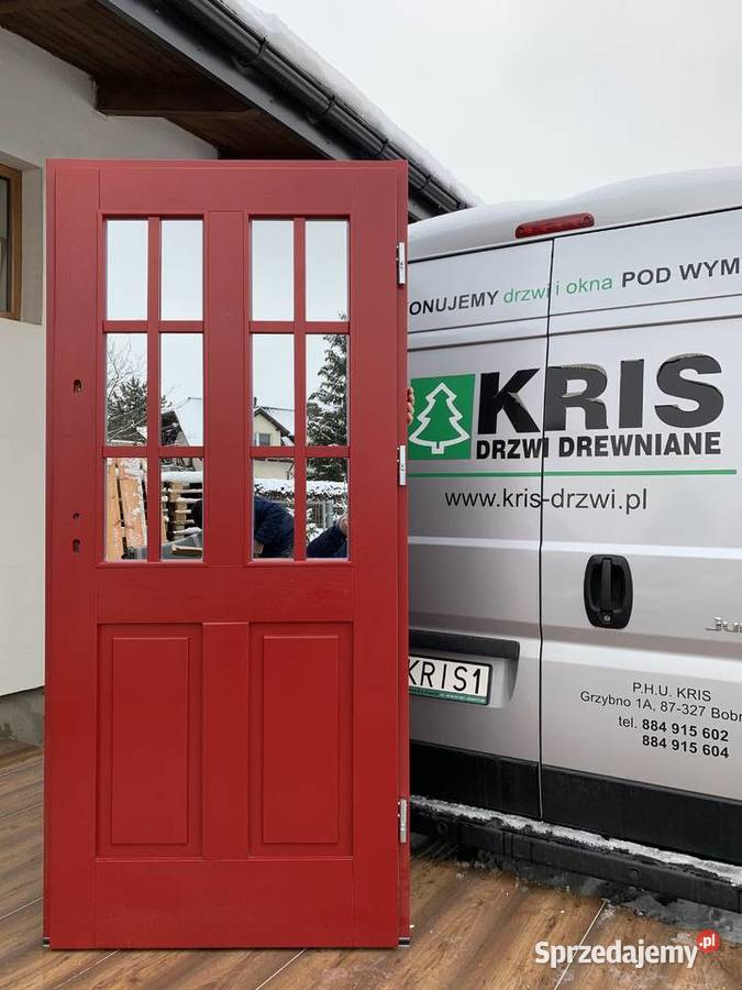 Drzwi zewnętrzne drewniane ANGIELSKIE RĘKI CAŁA Drzwi i okna Bobrowo
